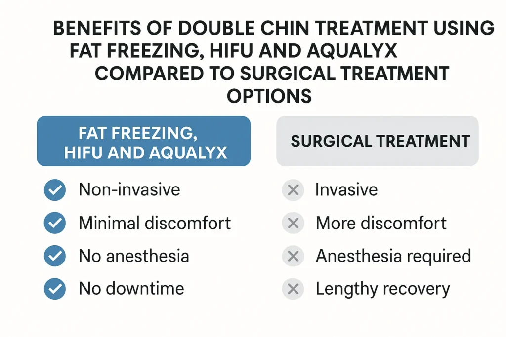 Graphic about the benefits of double chin treatment Waltham Abbey - from LA LIPO