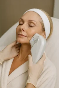 Woman receiving HIFU non surgical facelift treatment Waltham Abbey
